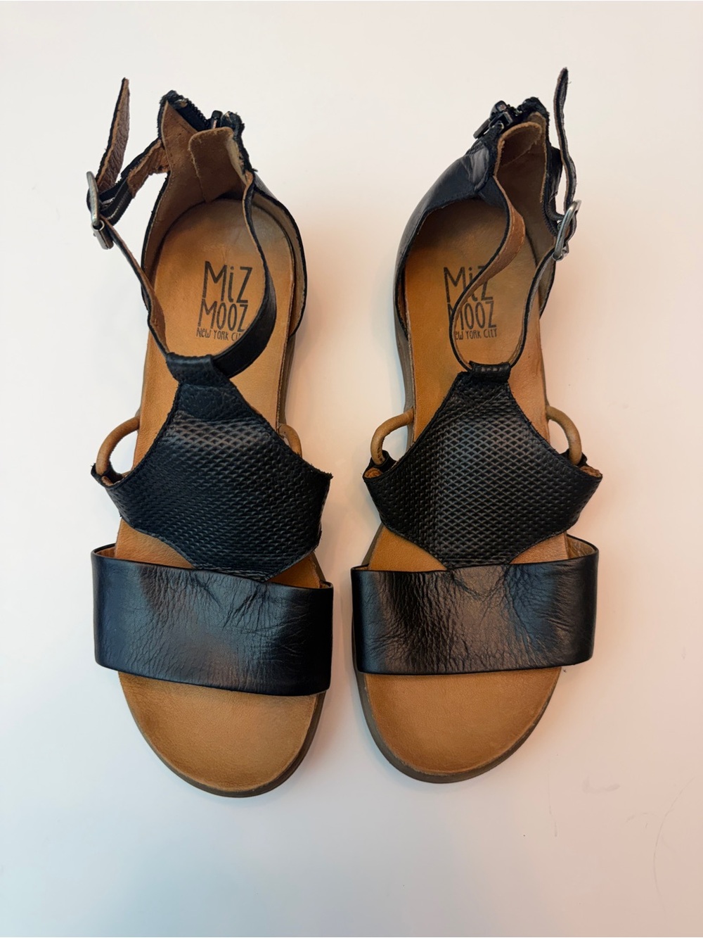 Miz Mooz Mari Black Leather Sandal, Size 38/8